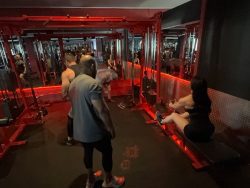 Personal trainer coaching client at Physiques Gym in Phoenix
